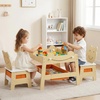 image:imageINFANS Kids Table and Chair Set 4 in 1 Wooden Activity Desk with Reversible Detachable Tabletop Storage Drawers Blackboard Toddler Furniture for Art Crafts Natural 2756 x 2362 x 1969Natural