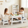 image:imageINFANS Kids Table and Chair Set 4 in 1 Wooden Activity Desk with Reversible Detachable Tabletop Storage Drawers Blackboard Toddler Furniture for Art Crafts Natural 2756 x 2362 x 1969White