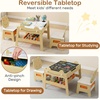 image:imageINFANS Kids Table and Chair Set 4 in 1 Wooden Activity Desk with Reversible Detachable Tabletop Storage Drawers Blackboard Toddler Furniture for Art Crafts Natural 2756 x 2362 x 1969Natural