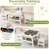 image:imageINFANS Kids Table and Chair Set 4 in 1 Wooden Activity Desk with Reversible Detachable Tabletop Storage Drawers Blackboard Toddler Furniture for Art Crafts Natural 2756 x 2362 x 1969White