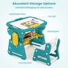image:imageINFANS Kids Table and Chair Set Activity Table with Magnetic Drawing Board 4 Gears Adjustable Height Bookshelf Watercolor Pens Toddler Plastic Furniture Table for Playing Reading EatingClassical Green