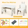 image:imageINFANS Kids Table and Chair Set Activity Table with Magnetic Drawing Board 4 Gears Adjustable Height Bookshelf Watercolor Pens Toddler Plastic Furniture Table for Playing Reading EatingRabbit Grey