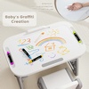 image:imageINFANS Kids Table and Chair Set Activity Table with Magnetic Drawing Board 4 Gears Adjustable Height Bookshelf Watercolor Pens Toddler Plastic Furniture Table for Playing Reading EatingClassical Grey
