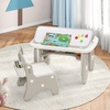 image:imageINFANS Kids Table and Chair Set Activity Table with Magnetic Drawing Board 4 Gears Adjustable Height Bookshelf Watercolor Pens Toddler Plastic Furniture Table for Playing Reading EatingRabbit Grey