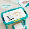 image:imageINFANS Kids Table and Chair Set Activity Table with Magnetic Drawing Board 4 Gears Adjustable Height Bookshelf Watercolor Pens Toddler Plastic Furniture Table for Playing Reading EatingClassical Green