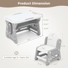 image:imageINFANS Kids Table and Chair Set Activity Table with Magnetic Drawing Board 4 Gears Adjustable Height Bookshelf Watercolor Pens Toddler Plastic Furniture Table for Playing Reading EatingClassical Grey