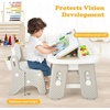 image:imageINFANS Kids Table and Chair Set Activity Table with Magnetic Drawing Board 4 Gears Adjustable Height Bookshelf Watercolor Pens Toddler Plastic Furniture Table for Playing Reading EatingRabbit Grey