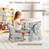 image:imageINFANS Kids Table and Chair Set Activity Table with Magnetic Drawing Board 4 Gears Adjustable Height Bookshelf Watercolor Pens Toddler Plastic Furniture Table for Playing Reading EatingClassical Grey