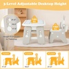 image:imageINFANS Kids Table and Chair Set Activity Table with Magnetic Drawing Board 4 Gears Adjustable Height Bookshelf Watercolor Pens Toddler Plastic Furniture Table for Playing Reading EatingRabbit Grey