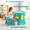 image:imageINFANS Kids Table and Chair Set Activity Table with Magnetic Drawing Board 4 Gears Adjustable Height Bookshelf Watercolor Pens Toddler Plastic Furniture Table for Playing Reading EatingClassical Green