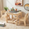 image:imageINFANS Kids Table and Chair Set Wooden Activity Table for Toddlers Arts Crafts Drawing Reading Playing Building Block Drawing Children Natural Furniture Set for Playroom NurseryNatural