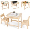 image:imageINFANS Kids Table and Chair Set Wooden Activity Table for Toddlers Arts Crafts Drawing Reading Playing Building Block Drawing Children Natural Furniture Set for Playroom NurseryNatural