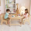 image:imageINFANS Kids Table and Chair Set Wooden Activity Table for Toddlers Arts Crafts Drawing Reading Playing Building Block Drawing Children Natural Furniture Set for Playroom NurseryNatural