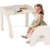 image:imageINFANS Kids Table and Chair Set Wooden Activity Table for Toddlers Arts Crafts Drawing Reading Playing Building Block Drawing Children Natural Furniture Set for Playroom NurseryWhite