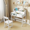 image:imageINFANS Table and Chair Set Toddler Wooden Student Study Desk with Chair Storage Hutch Compartments Drawers for Writing Drawing Children Furniture for Bedroom School Boys Girls 3 Years OldWhite