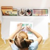 image:imageINFANS Table and Chair Set Toddler Wooden Student Study Desk with Chair Storage Hutch Compartments Drawers for Writing Drawing Children Furniture for Bedroom School Boys Girls 3 Years OldWhite