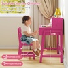 image:imageINFANS Table and Chair Set Toddler Wooden Student Study Desk with Chair Storage Hutch Compartments Drawers for Writing Drawing Children Furniture for Bedroom School Boys Girls 3 Years OldPink