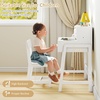 image:imageINFANS Table and Chair Set Toddler Wooden Student Study Desk with Chair Storage Hutch Compartments Drawers for Writing Drawing Children Furniture for Bedroom School Boys Girls 3 Years OldWhite