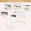 image:imageINFANS Table and Chair Set Toddler Wooden Student Study Desk with Chair Storage Hutch Compartments Drawers for Writing Drawing Children Furniture for Bedroom School Boys Girls 3 Years OldWhite