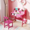 image:imageINFANS Table and Chair Set Toddler Wooden Student Study Desk with Chair Storage Hutch Compartments Drawers for Writing Drawing Children Furniture for Bedroom School Boys Girls 3 Years OldPink