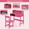 image:imageINFANS Table and Chair Set Toddler Wooden Student Study Desk with Chair Storage Hutch Compartments Drawers for Writing Drawing Children Furniture for Bedroom School Boys Girls 3 Years OldPink