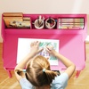 image:imageINFANS Table and Chair Set Toddler Wooden Student Study Desk with Chair Storage Hutch Compartments Drawers for Writing Drawing Children Furniture for Bedroom School Boys Girls 3 Years OldPink