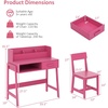 image:imageINFANS Table and Chair Set Toddler Wooden Student Study Desk with Chair Storage Hutch Compartments Drawers for Writing Drawing Children Furniture for Bedroom School Boys Girls 3 Years OldPink