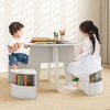 image:imageINFANS Toddler Table and Chair Set Wooden Table and 4 Chairs with Nesting Design Storage Drawers Children MultiActivity Table for Art Crafts Draw Read for Boys Girls Aged 3White
