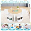 image:imageINFANS Toddler Table and Chair Set Wooden Table and 4 Chairs with Nesting Design Storage Drawers Children MultiActivity Table for Art Crafts Draw Read for Boys Girls Aged 3Natural