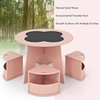 image:imageINFANS Toddler Table and Chair Set Wooden Table and 4 Chairs with Nesting Design Storage Drawers Children MultiActivity Table for Art Crafts Draw Read for Boys Girls Aged 3Pink