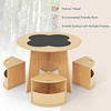 image:imageINFANS Toddler Table and Chair Set Wooden Table and 4 Chairs with Nesting Design Storage Drawers Children MultiActivity Table for Art Crafts Draw Read for Boys Girls Aged 3Natural