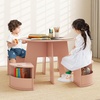 image:imageINFANS Toddler Table and Chair Set Wooden Table and 4 Chairs with Nesting Design Storage Drawers Children MultiActivity Table for Art Crafts Draw Read for Boys Girls Aged 3Pink