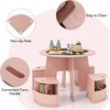 image:imageINFANS Toddler Table and Chair Set Wooden Table and 4 Chairs with Nesting Design Storage Drawers Children MultiActivity Table for Art Crafts Draw Read for Boys Girls Aged 3Pink