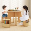 image:imageINFANS Toddler Table and Chair Set Wooden Table and 4 Chairs with Nesting Design Storage Drawers Children MultiActivity Table for Art Crafts Draw Read for Boys Girls Aged 3Natural
