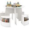 image:imageINFANS Toddler Table and Chair Set Wooden Table and 4 Chairs with Nesting Design Storage Drawers Children MultiActivity Table for Art Crafts Draw Read for Boys Girls Aged 3White