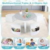 image:imageINFANS Toddler Table and Chair Set Wooden Table and 4 Chairs with Nesting Design Storage Drawers Children MultiActivity Table for Art Crafts Draw Read for Boys Girls Aged 3Grey