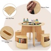 image:imageINFANS Toddler Table and Chair Set Wooden Table and 4 Chairs with Nesting Design Storage Drawers Children MultiActivity Table for Art Crafts Draw Read for Boys Girls Aged 3Natural