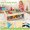image:imageINFANS Train Table with Storage 94 Pieces Wooden Kids Activity Toy Table Playset with 3 Foldable Boxes Reversible Detachable Tabletop Tracks Train Railway Gift for Toddler Boys Girls Ages 3with Cloth Drawers
