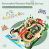 image:imageINFANS Train Table with Storage 94 Pieces Wooden Kids Activity Toy Table Playset with 3 Foldable Boxes Reversible Detachable Tabletop Tracks Train Railway Gift for Toddler Boys Girls Ages 3Classics