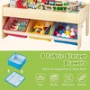 image:imageINFANS Train Table with Storage 94 Pieces Wooden Kids Activity Toy Table Playset with 3 Foldable Boxes Reversible Detachable Tabletop Tracks Train Railway Gift for Toddler Boys Girls Ages 3with Cloth Drawers