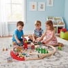 image:imageINFANS Train Table with Storage 94 Pieces Wooden Kids Activity Toy Table Playset with 3 Foldable Boxes Reversible Detachable Tabletop Tracks Train Railway Gift for Toddler Boys Girls Ages 3with Cloth Drawers