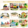 image:imageINFANS Train Table with Storage 94 Pieces Wooden Kids Activity Toy Table Playset with 3 Foldable Boxes Reversible Detachable Tabletop Tracks Train Railway Gift for Toddler Boys Girls Ages 3Invincible