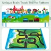 image:imageINFANS Train Table with Storage 94 Pieces Wooden Kids Activity Toy Table Playset with 3 Foldable Boxes Reversible Detachable Tabletop Tracks Train Railway Gift for Toddler Boys Girls Ages 3Classics
