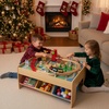 image:imageINFANS Train Table with Storage 94 Pieces Wooden Kids Activity Toy Table Playset with 3 Foldable Boxes Reversible Detachable Tabletop Tracks Train Railway Gift for Toddler Boys Girls Ages 3with Cloth Drawers