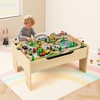 image:imageINFANS Train Table with Storage 94 Pieces Wooden Kids Activity Toy Table Playset with 3 Foldable Boxes Reversible Detachable Tabletop Tracks Train Railway Gift for Toddler Boys Girls Ages 3Invincible