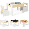 image:imageINFANS Kids Table and Chair Set 4 in 1 Building Block Wooden Activity Desk with Reversible Tabletop Storage Drawers Bookshelves for Toddlers Art Craft Learning Reading Drawing Playroom NaturalWhite