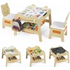 image:imageINFANS Kids Table and Chair Set 4 in 1 Wooden Activity Desk with Reversible Detachable Tabletop Storage Drawers Blackboard Toddler Furniture for Art Crafts Natural 2756 x 2362 x 1969Natural