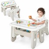 image:imageINFANS Kids Table and Chair Set Activity Table with Magnetic Drawing Board 4 Gears Adjustable Height Bookshelf Watercolor Pens Toddler Plastic Furniture Table for Playing Reading EatingRabbit Grey