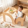 image:imageINFANS Kids Table and Chair Set Wooden Activity Table for Toddlers Arts Crafts Drawing Reading Playing Building Block Drawing Children Natural Furniture Set for Playroom NurseryNatural