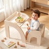 image:imageINFANS Kids Table and Chair Set Wooden Activity Table for Toddlers Arts Crafts Drawing Reading Playing Building Block Drawing Children Natural Furniture Set for Playroom NurseryWhite